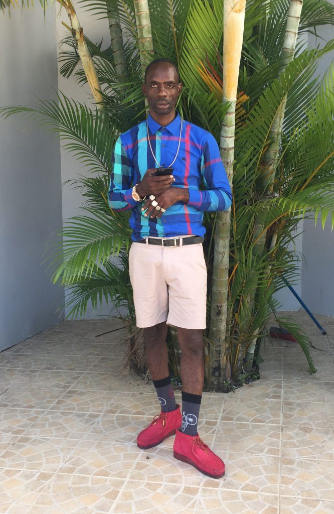 Ninjaman wearing red Wallabees